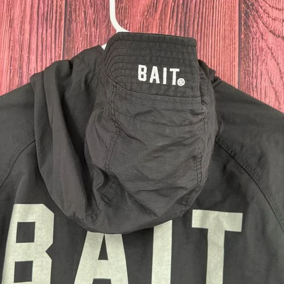 BAIT Superior Quality Goods Rain Jacket Men's Size Small Black Hooded Streetwear